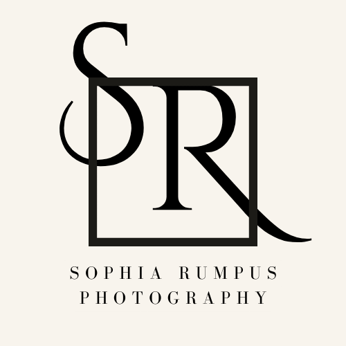Sophia Rumpus Photography logo containing calligraphy S and R in a square box